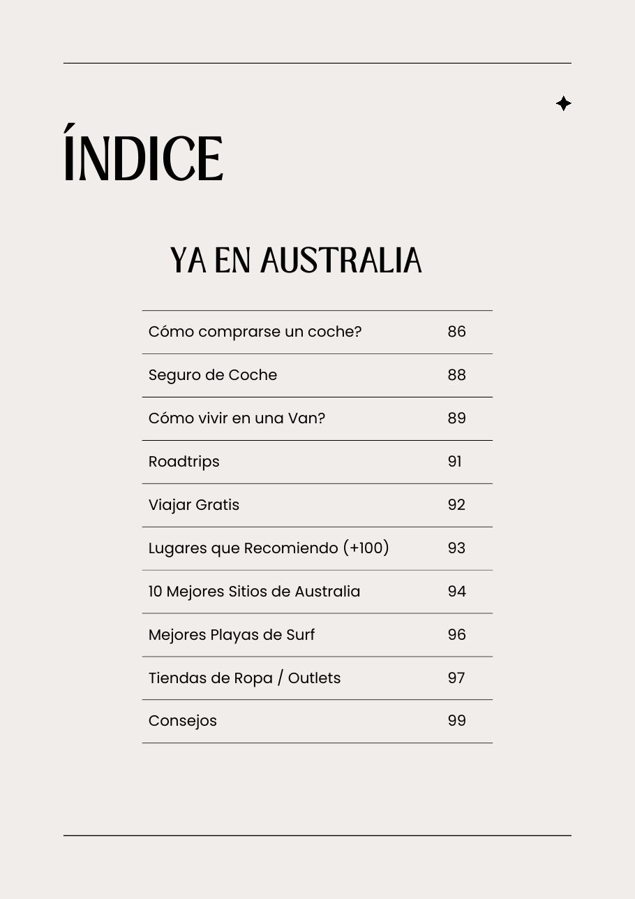 Índice, página 4: Ya en Australia